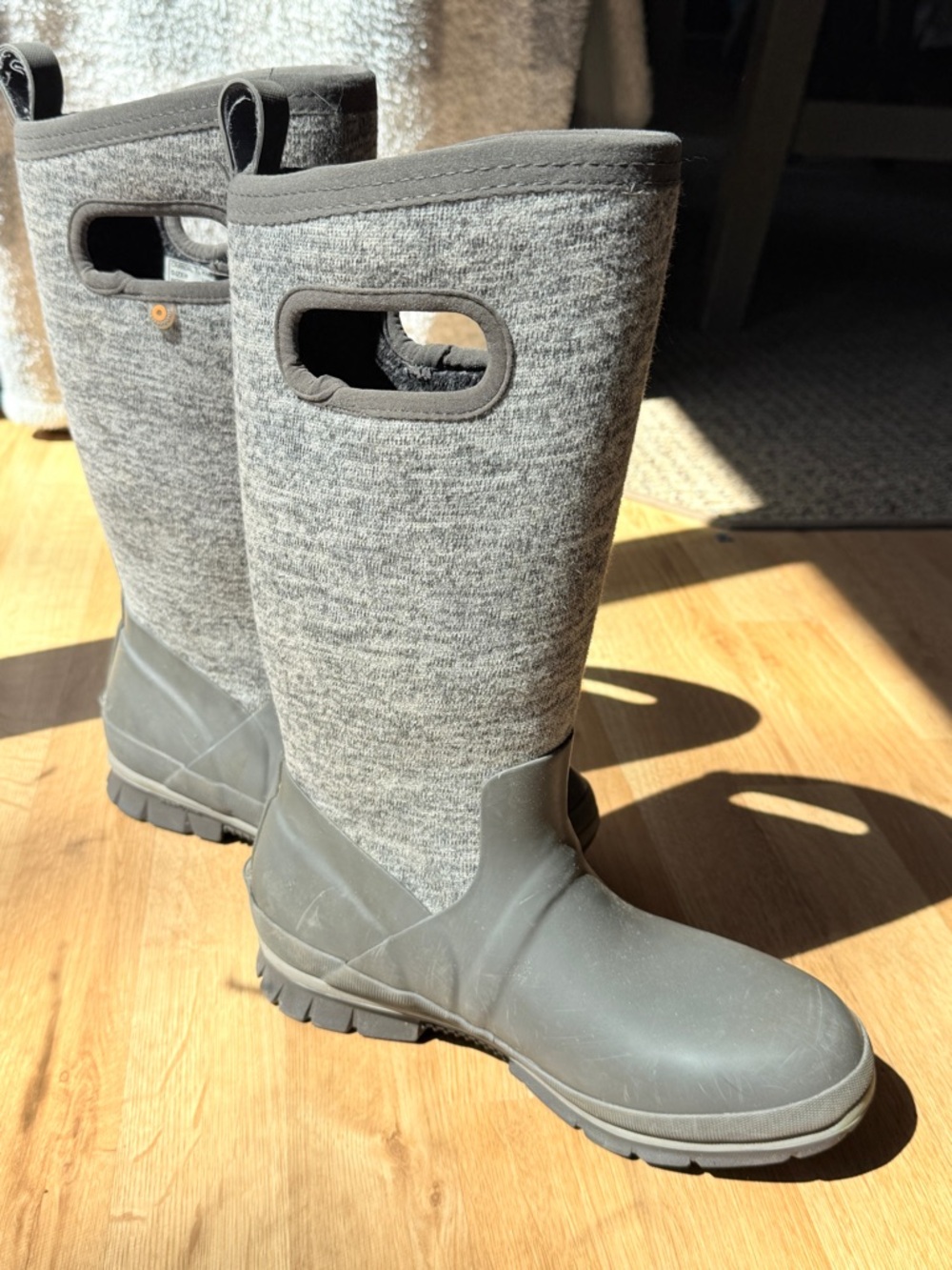 Women's Gray Bogs Tall Waterproof Rain Boots